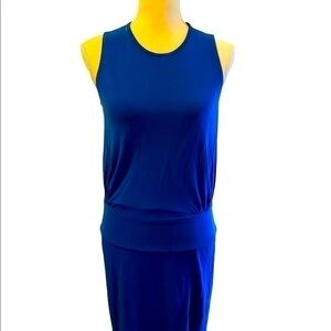 DKNY Jersey two piece sapphire blue dress. Size Small. Sleeveless top and skirt.